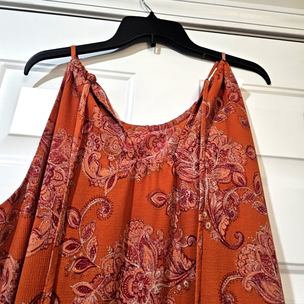 Maison TaraFloral Orange and Pink Maxi Dress Size 18w Maxi Ocean Tiered Beach - Picture 13 of 13